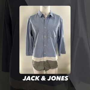 EUC Jack & Jones Tri-Color Button Front Shirt